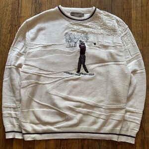 Vintage 90’s Golf Sweater Textured Landscape